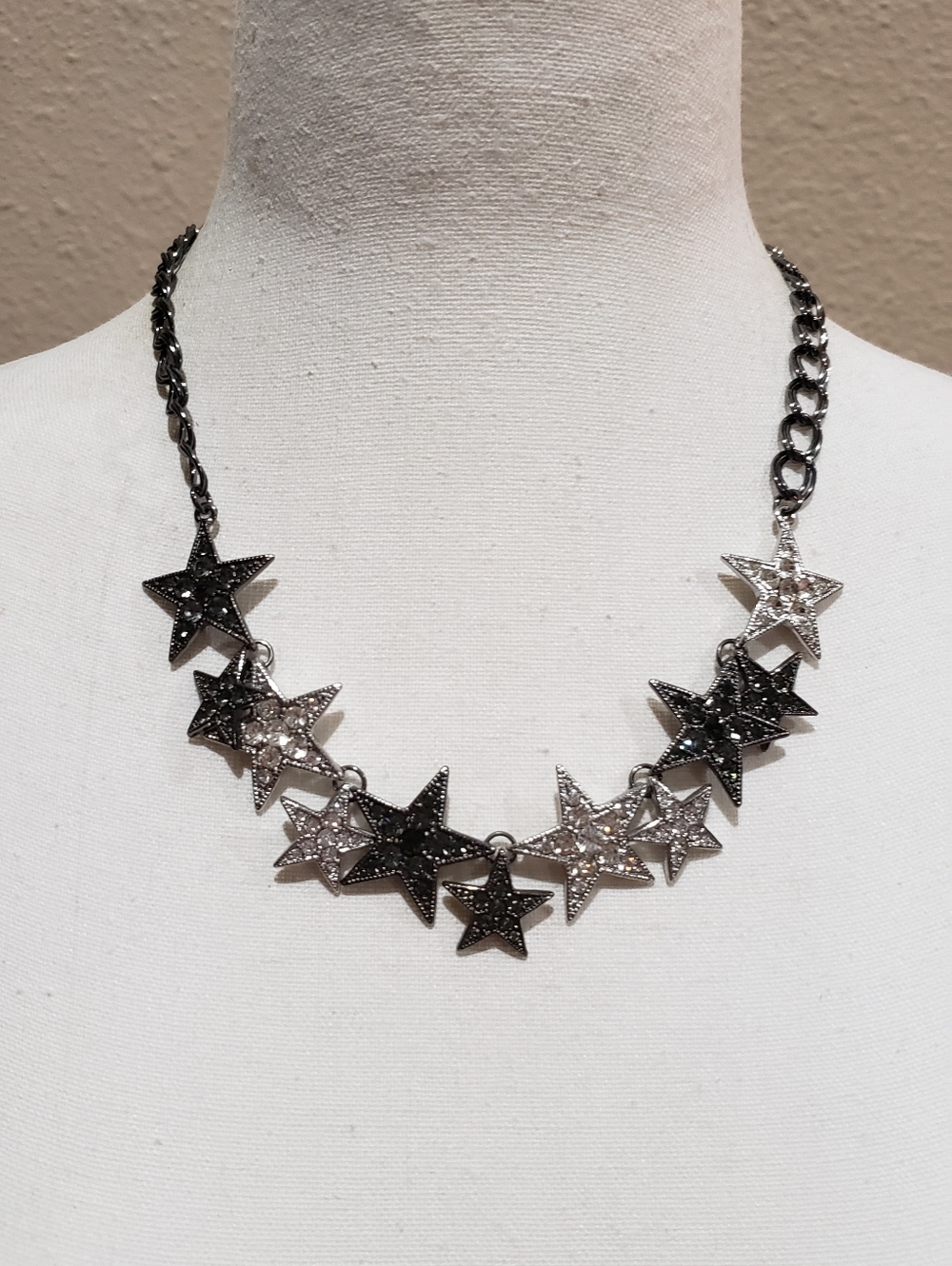 Silver and Black Star Cluster Necklace